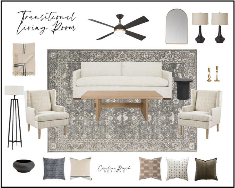 Transitional Living Room – Caroline Roach Designs